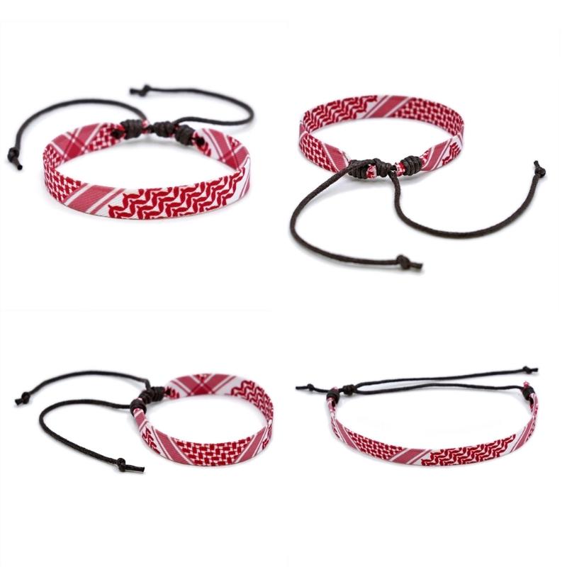 Unique Arab Inspired Cotton Wristband Adjustable Handchain Handmade Multicolor Wristchain Ornament for Trendy Outfits