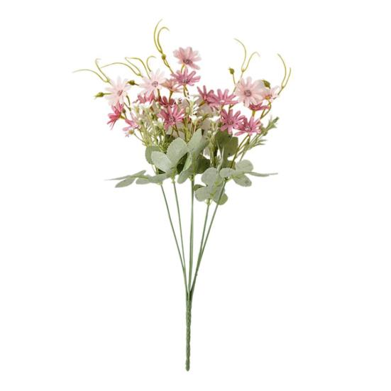 2 Pcs Simulated Flowers Bunch Artificial Daisies with Flexible Stem Weatherproof Fake Flowers for Vase Garden Home Decor Spring Summer Decoration