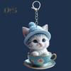 Cartoon Cat Acrylic Pendant Hanging Ornament High Durability Easy To Hang Decorative Car Rearview Mirror Keychain Pendant