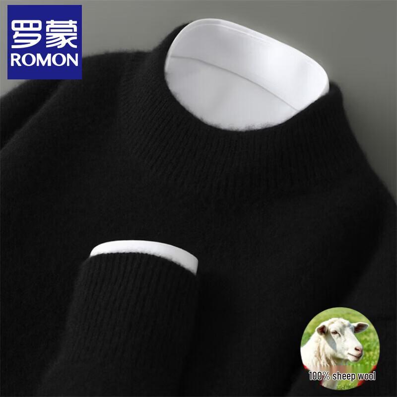 ROMON Men's Pure Wool Half-High Neck Sweater