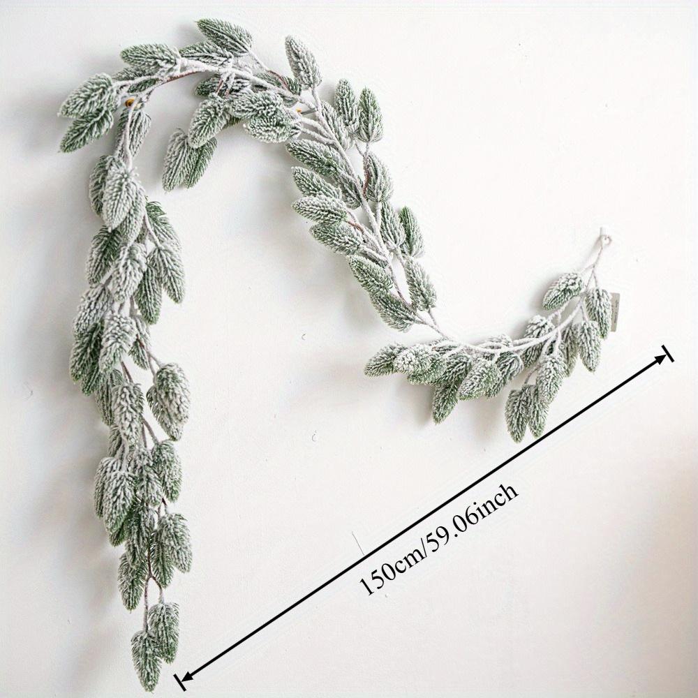 Artificial Christmas Flocked Cedar Garland, Christmas Rattan Decorations, Staircase, Fireplace, Wall and Door Decorations