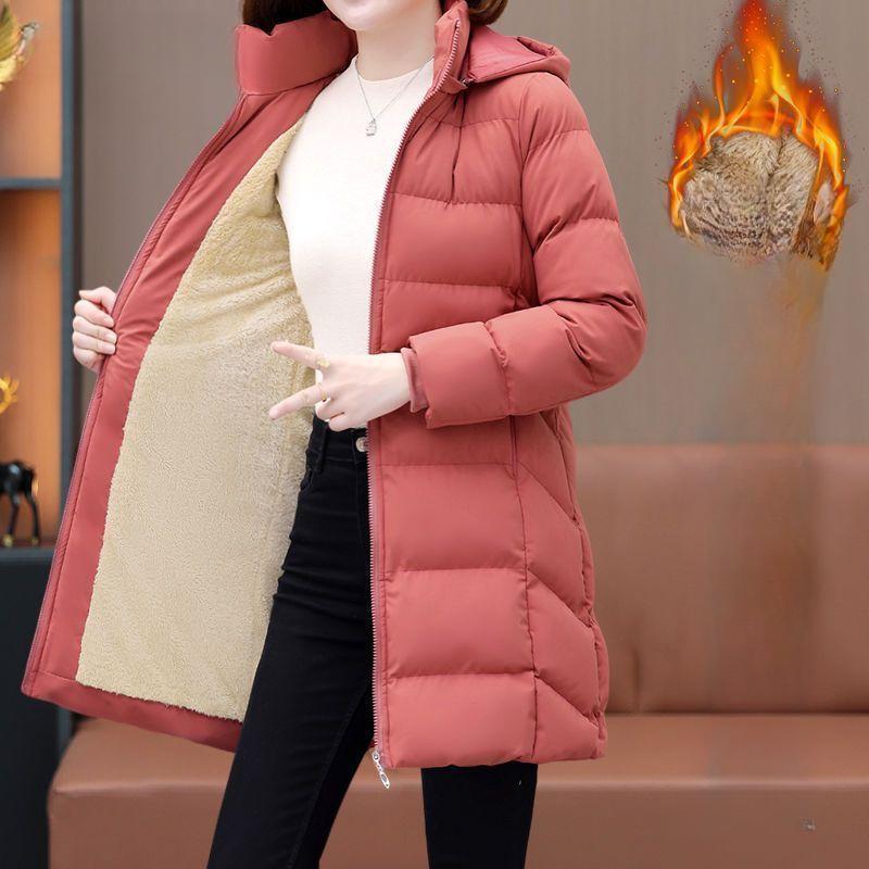 

Куртка средней длины с хлопковой подкладкой, женская зимняя куртка с бархатной толстой хлопковой подкладкой, теплая куртка 4XL кирпич красный