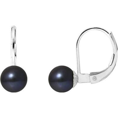 Earrings - Genuine Round Black Freshwater Cultured Pearls 6-7 Mm - Women's Jewelry