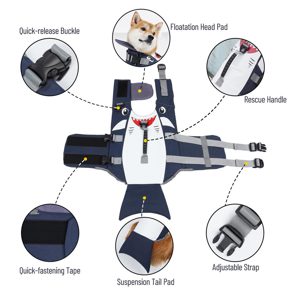 Schwimmweste für Hunde mit Griff, verstellbare Passform, niedliche Schwimmweste