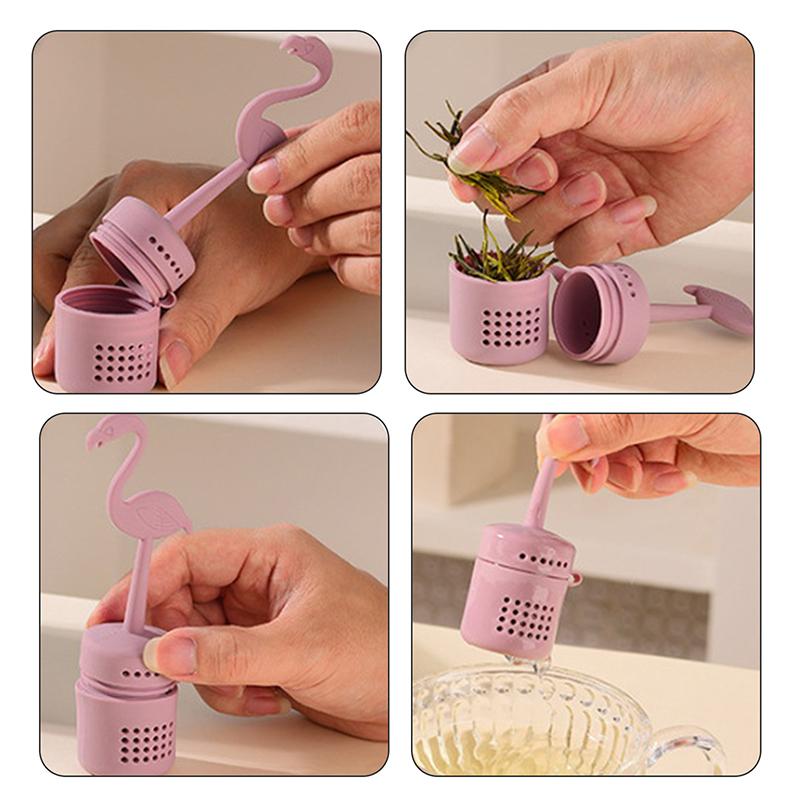 1Piece Flamingo-shaped Silicone Tea Maker - Multi-functional Tea Strainer Coffee Spice Filter For Home Office Bar Tool