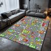 Cartoon City Road Play Mat Soft Non-slip Carpet Fire Station Market Print Traffic Game Rug Children Room Living Room Home Decor