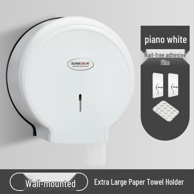 Wall-Mounted Bathroom Tissue Dispenser, Large Roll, Punch-Free Installation