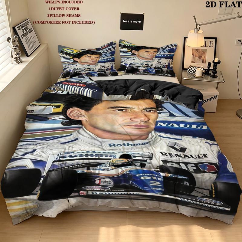 Ayrton Senna Bedding Quilt Set Quilt Cover Pillowcase Home Decoration Birthday Gift (1 * duvet cover + 2 * pillowcase, without core)