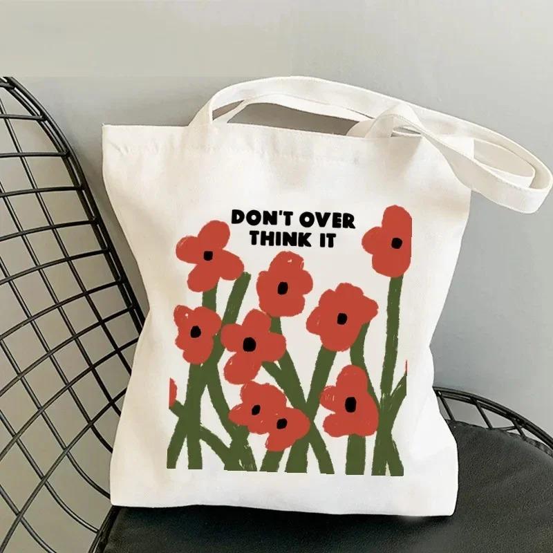 Lightweight Women Shoulder Bags Fashion Foral Canvas Tote Bag Large Capacity Shopping Shopper Handbag No Zipper Girl Handbags
