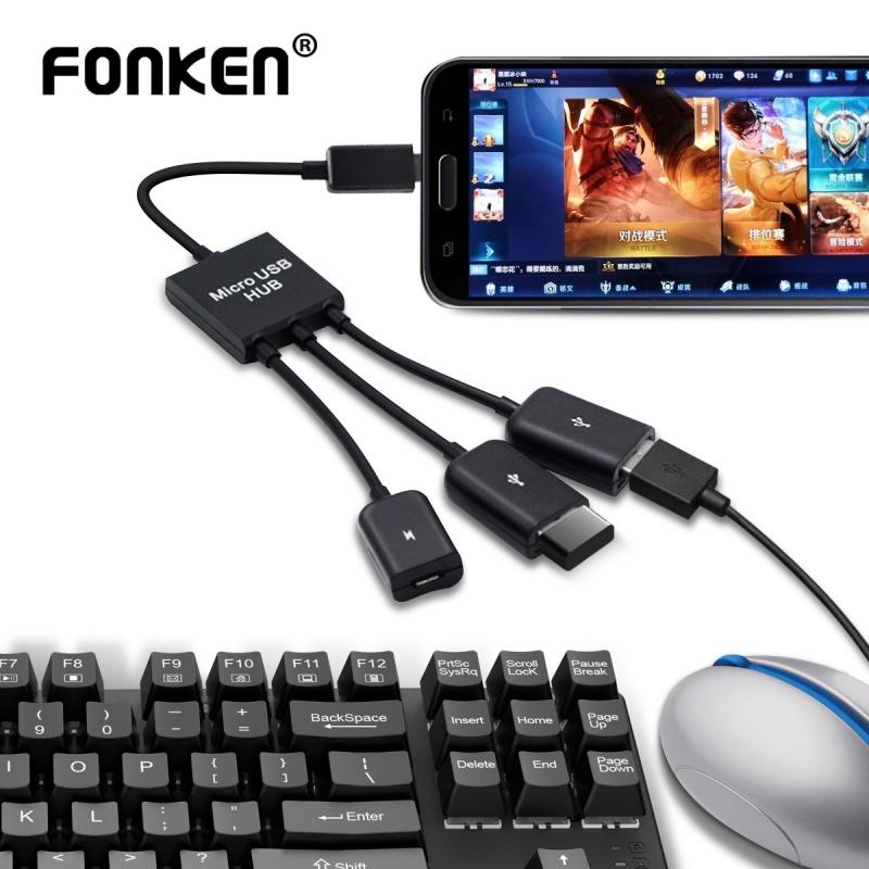 Adaptateur USB 3-en-1 : Hub 2 Ports + Port OTG Micro-USB - Pour Tablette, Clavier, Ordinateur - Plug And Play