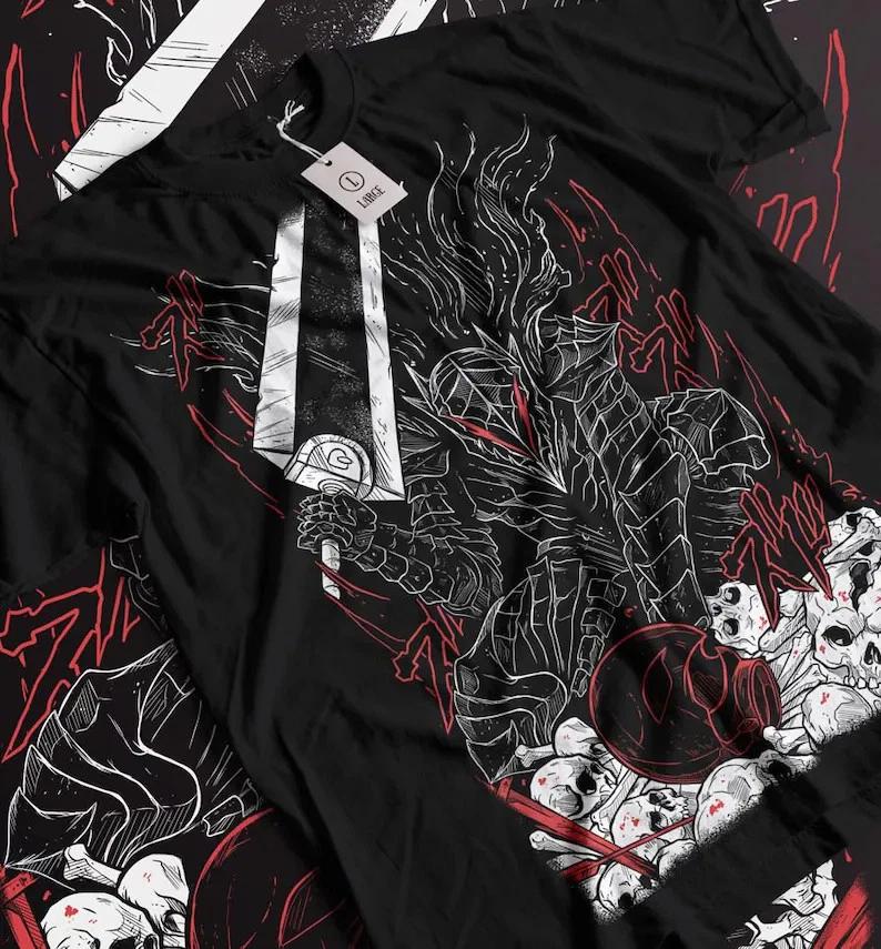 Black Swordsunisex Skull Knight Graphic Anime Unisex Tshirt Size S4xl S