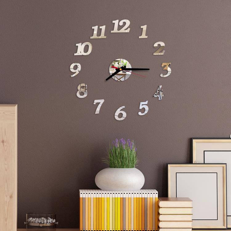 3D DIY Wall Clock Frameless Mirror Wall Clock Stickers Home Decoration for Living Room Bedroom