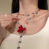 Sweet Collarbone Chain Contrasting Color Women's Necklace Floral Beaded Flower Necklace  Gift