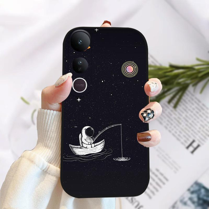 For Vivo V50 Lite 5G Case Fashion Luxury Printed Black Matte Soft TPU Silicone Bumper Cover For Vivo V50Lite 4G Phone Case Funda