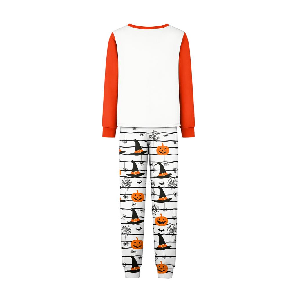 Family Matching Halloween Pajama Set Long Sleeve Top and Pants with Print for Adults and Kids