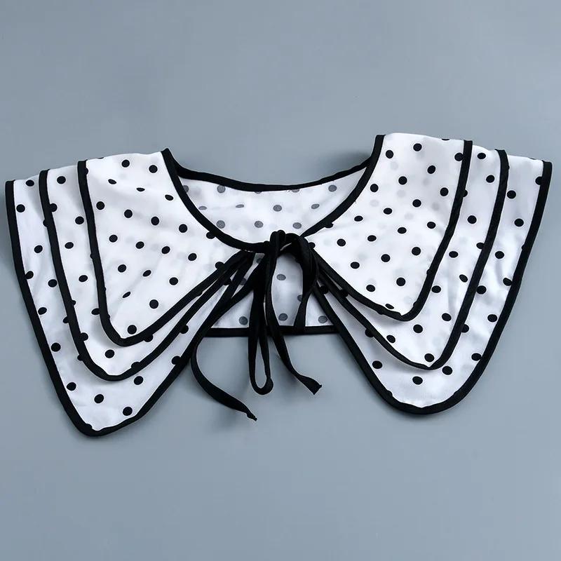 Polka Dots Shirt Detachable Collar for Women Fake Collars for Sweater Shoulder Wraps Neck Blouse False Collar Shawl Small Cape