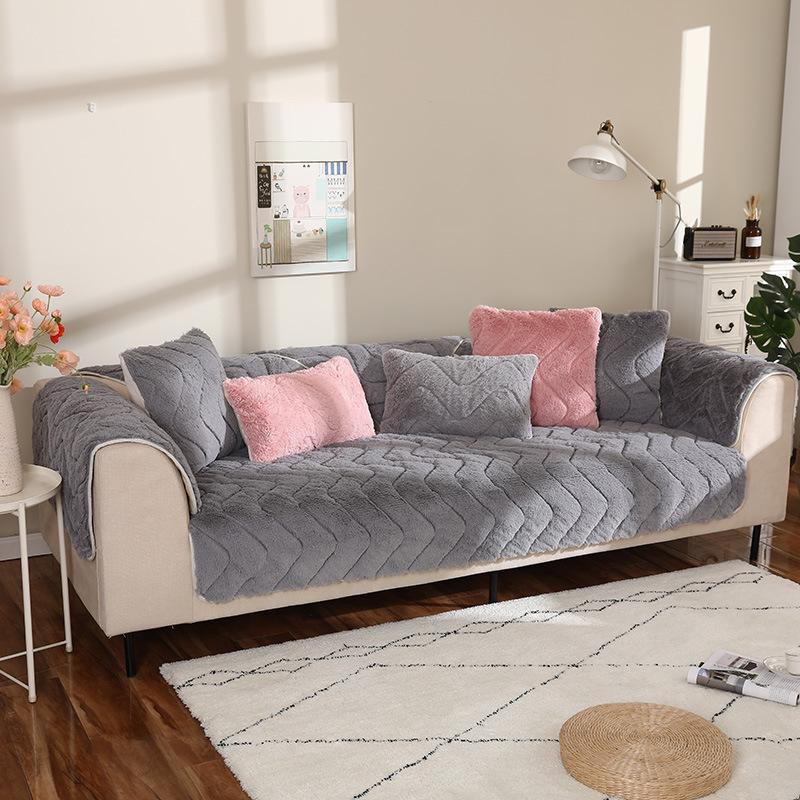 

Plush Sofa Cushion Full Set Winter Thickened Non-Slip Simple Universal Sofa Cover Cushion 70x70