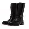 British Style Black Soft Leather Ankle Boots Women Luxury Metal Buckle Decoration Platform Boots Cozy Waterproof Non-slip Boots