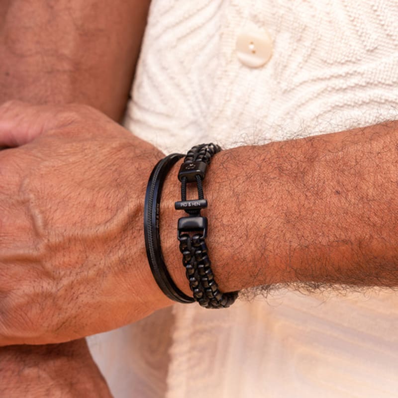 PIG & HEN Catena Venetian Double Bracelet - Black X Black