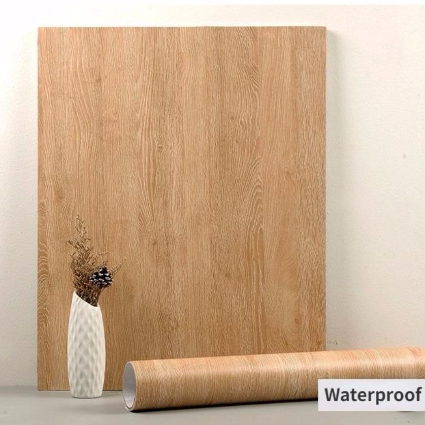 90CM Width Waterproof Self Adhesive Wood Grain Sticker Door Cabinet Desktop Modern Furniture Renovation Peel and Stick Wallpaper