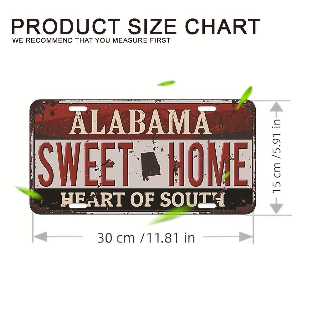 

2D Flat, 1pc Vintage Alabama Sweet Home Metal Wall Sign-Heart of the South Decoration,Rustic Farmhouse Decor with Red Background 15x30cm(5.9x7.8inch)