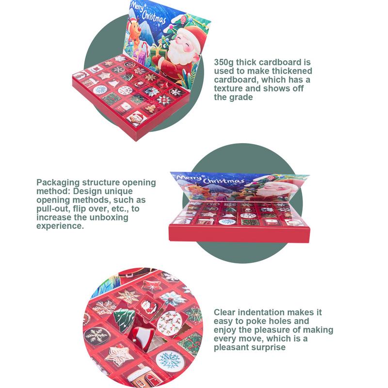 Christmas Advent Calendar Empty Box 24 Grids Gift Candy Boxes Creative Fillable Christmas Countdown Advent Calendar For Kids