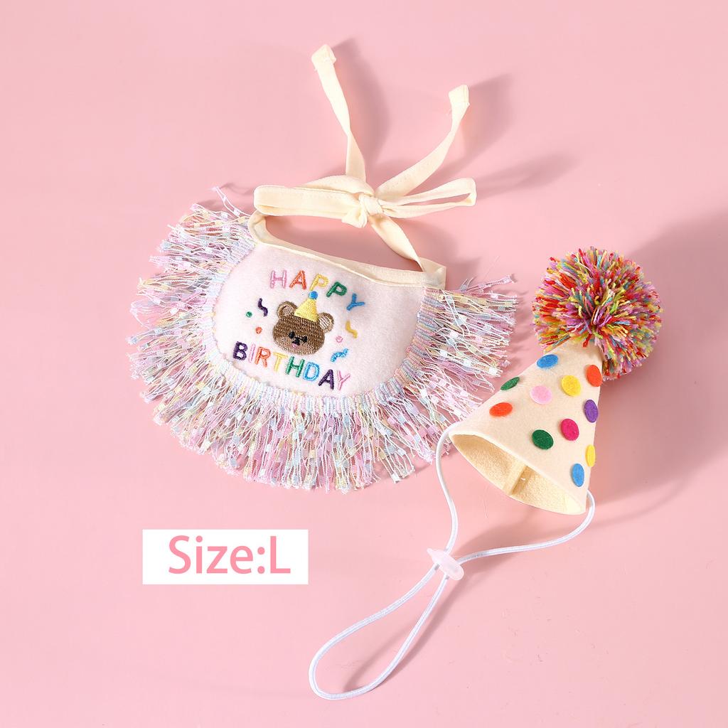 Birthday Cap for Dog Set Cat Dog Pet Polka Dot Scarf Hat Collar Pet Headwear Photography Props Birthday Decoration Pet Supplies