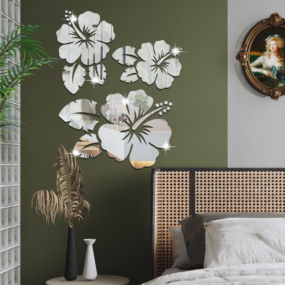 Flower Mirror Wall Stickers Diy Acrylic 3d Decorative Miroir For Home Living Room Bedroom Decor