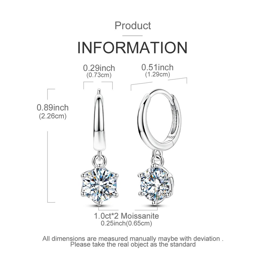 2ct Moissanite Earring 100 copper Orginal Drop Earring Wedding Engagement Bride Jewellery with Certificate for Women