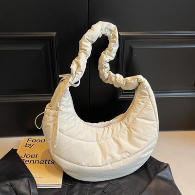 Fashion Down Pleated Bag Women's New Japanese Simple Dumpling Bag Casual Capacity Shoulder Messenger Bag