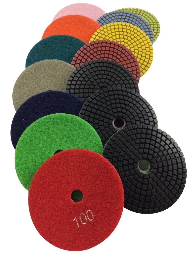 Konfor 10cm Wet Grinding Diamond Cutter Rim for Marble and Granite, 50-3000 Grit, 7-Piece Set