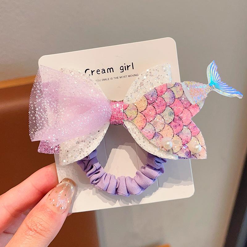 

2 шт. Детская фантазийная заколка для волос в виде хвоста русалки, детская карточка для волос с челкой, головной убор принцессы для девочки, аксессуары для волос для пучка Size fits all