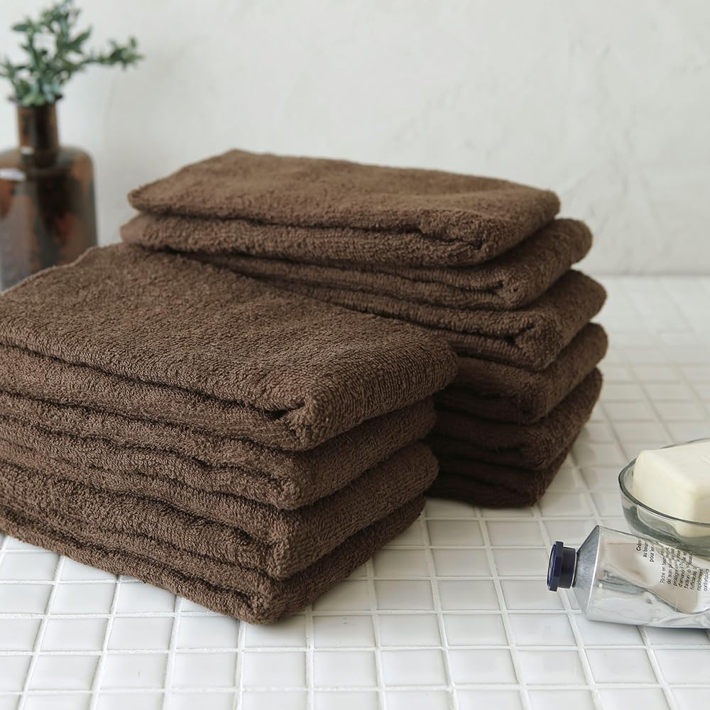 GamachaTowel Face Towels Set of Thin Towels for Use As Hand Towels In the Kitchen or Gentle On the Highly and Regular Size (22 Colors) [Cacao, 20]