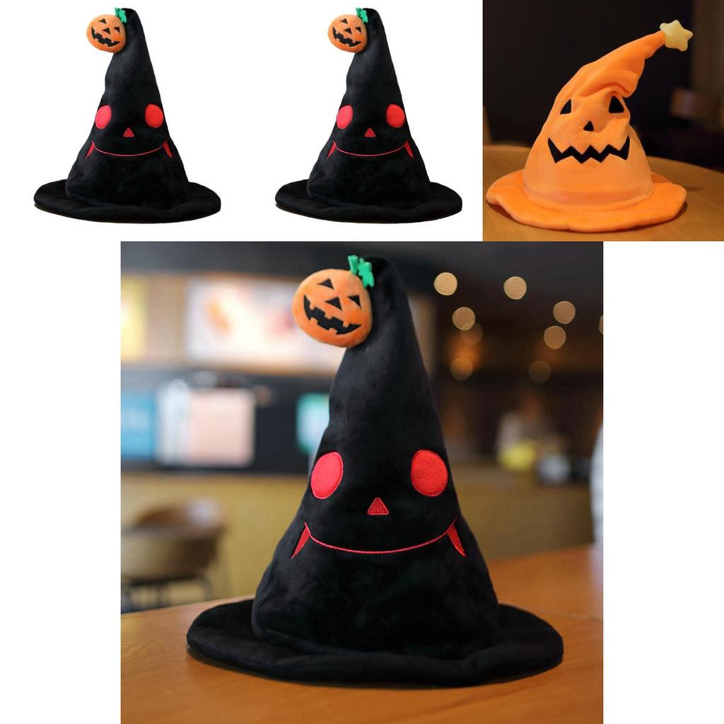 Halloween Electric Pumpkin Elf Hat Ghost Festival Party Costume Plush Toy Yellow 30*30*40cm Black 30*30*40cm