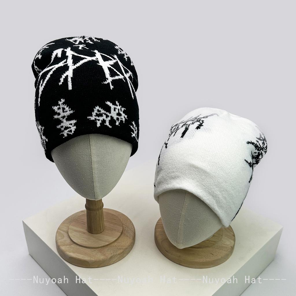 New Men Women Dark Style Jacquard Organic Skeleton Letter Knitted Hats Warm Personal Fashion Hip-hop Beanies Street Versatile