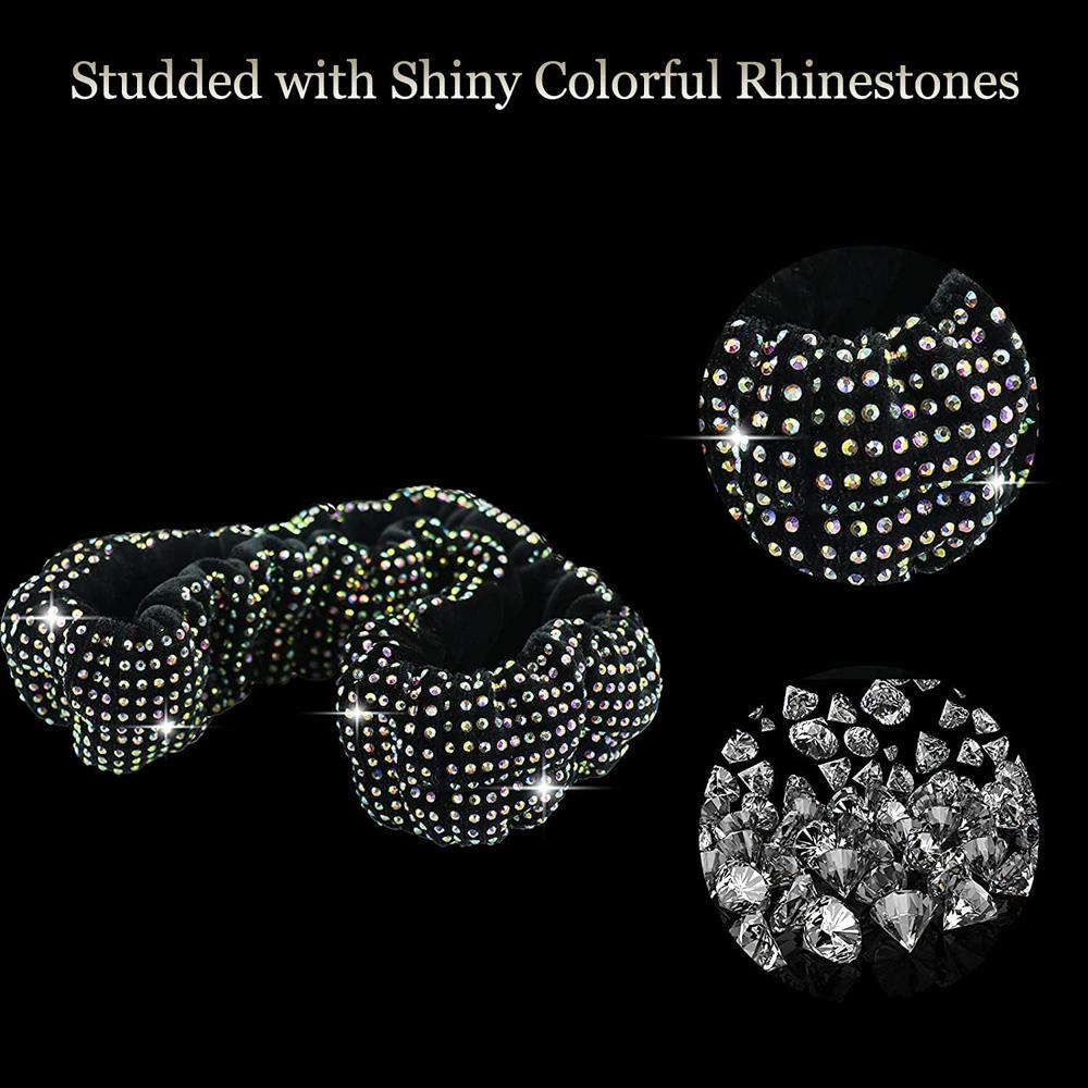 Bling Diamond Bow Car Mirror Cover Universal Stretch Crystal Auto Interior Rearview Mirror Case Decor Accessories For Women