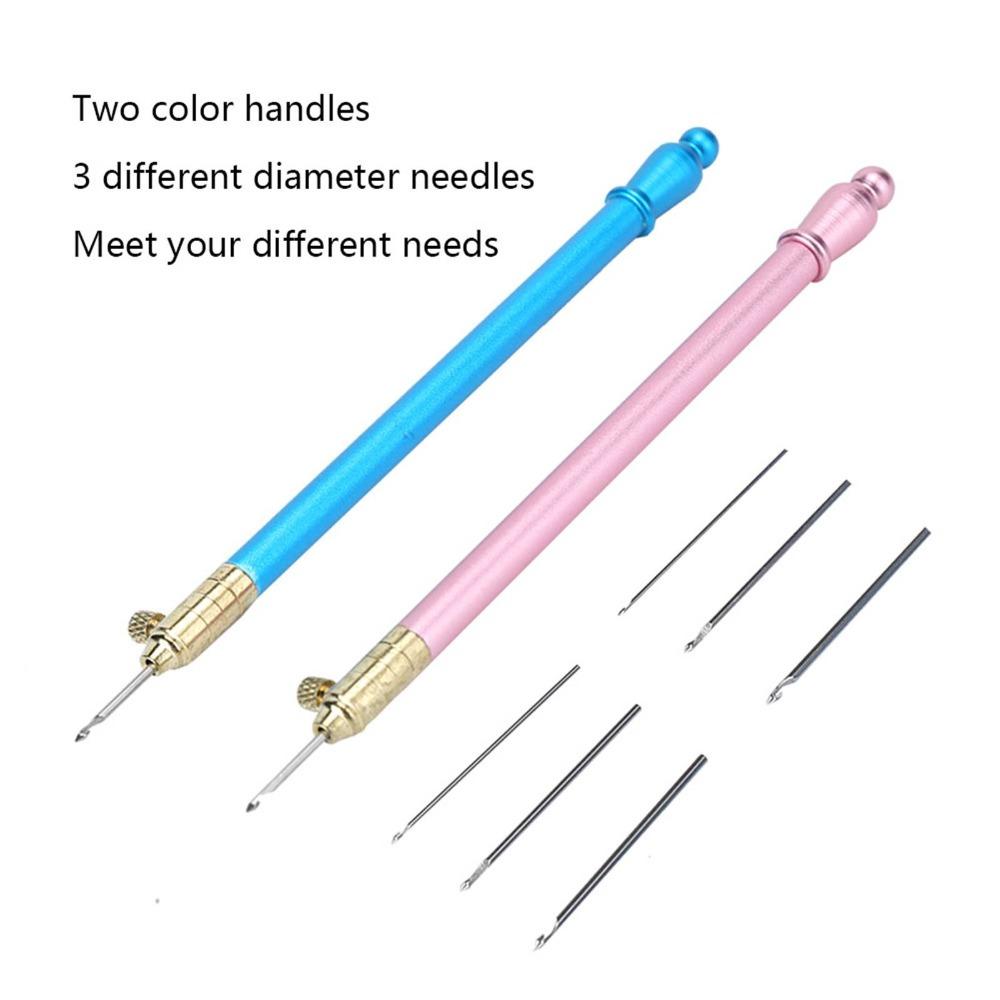 2pcs Stainless Steel French Tambour Needle Blue And Pink Sewing Tool  DIY Sewing