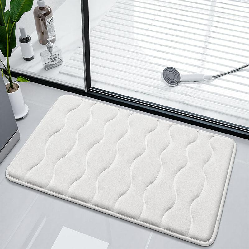 

Embossed Entrance Doormat Thick Memory Foam Bathroom Mat Non-Slip Water Absorbent Foot Pad for Toilet Shower Room Home Interior белый