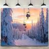 2D Snowy Mountain Ski Resort Photo Background Cloth for Winter Photoshoot