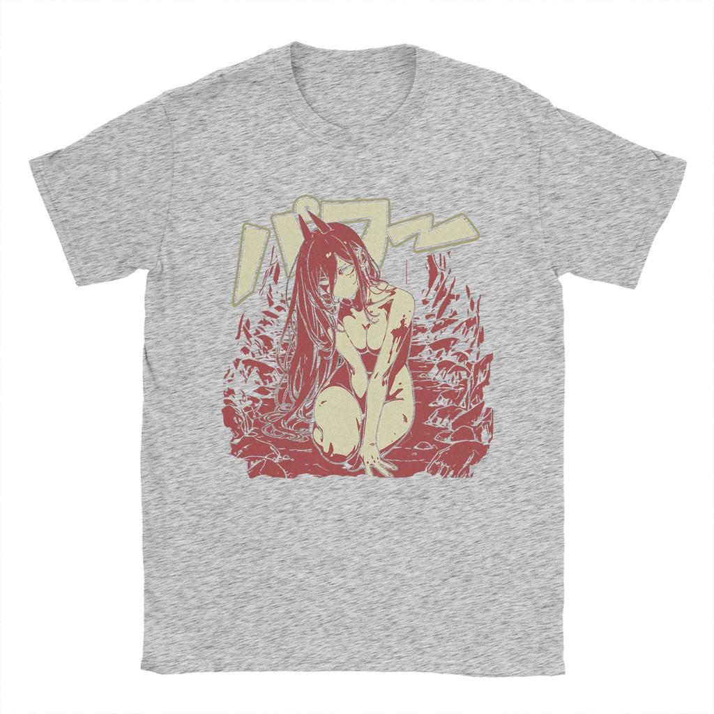 Power Chainsaw Man Japanese Anime T Shirts Men 100% Cotton Novelty T-Shirts Round Collar  Tees Short Sleeve Clothing Summer