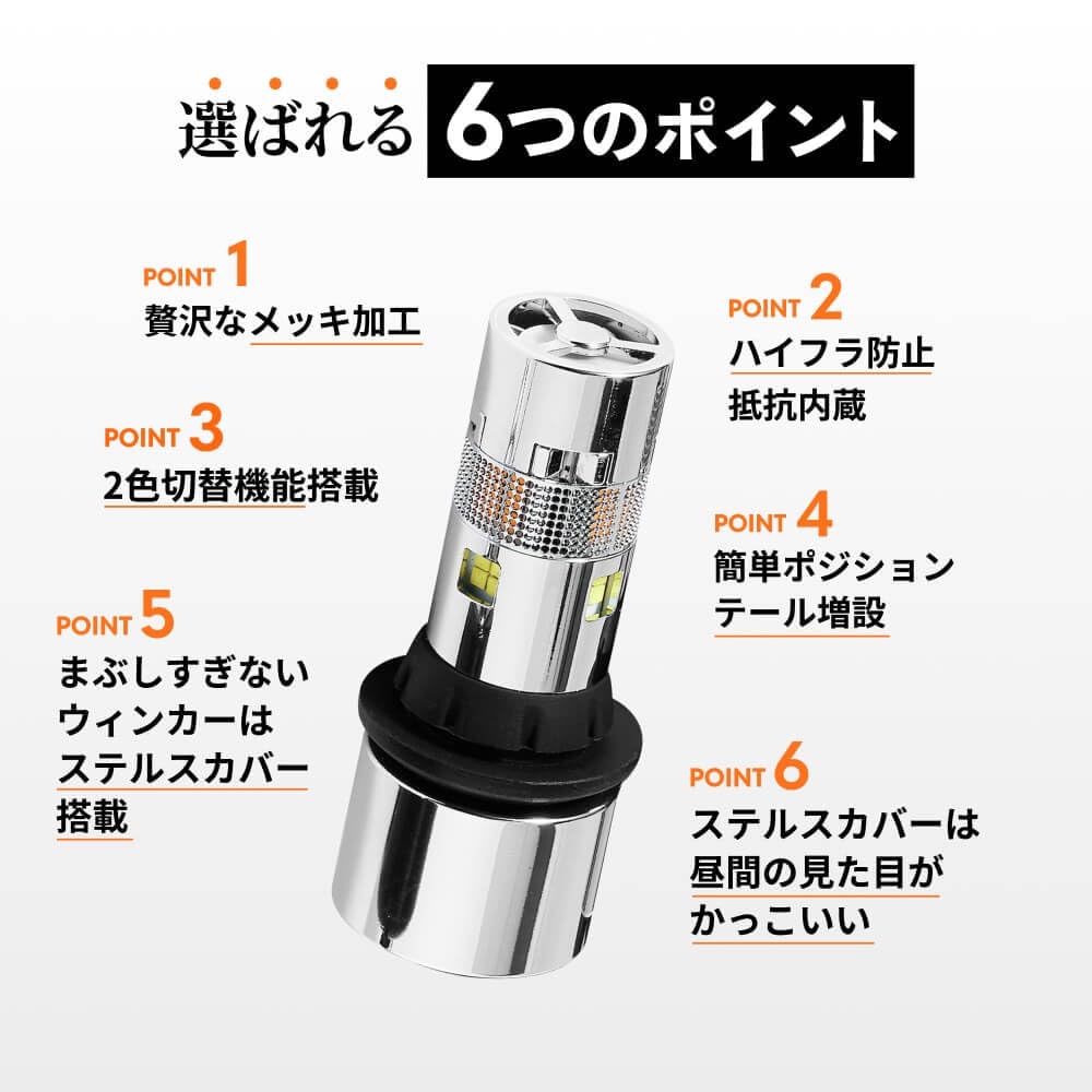 HID-YA S25 150° LED Turn Signal, 2 Color Switching, Amber/White, Stealth Built-In High Fla