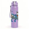 1PC Blue Floral Cat Cartoon 750ml Color Plastic Sports Water Bottle Leakproof Flip Straw Lid Suitable for Sports Office Home Use