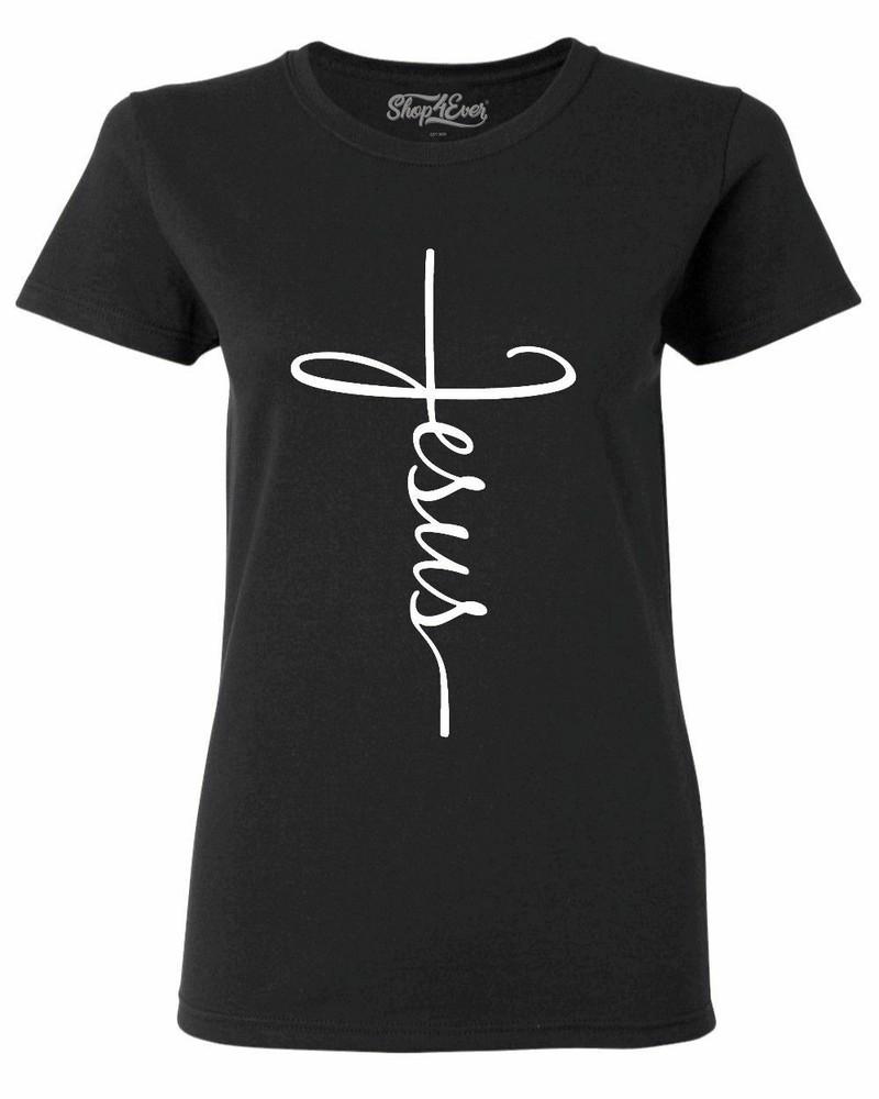 Jesus Cross Women's T-Shirt Christian Religious Faith Disciple Church Shirts