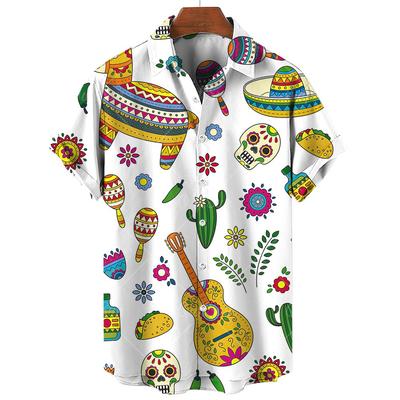 Vintage Herrenhemd Mexikanischer Stil 3D-Druck Herrenbekleidung Sommer Lässig Hawaii Strand Hawaiianisch Harajuku Mode Urlaubshemd