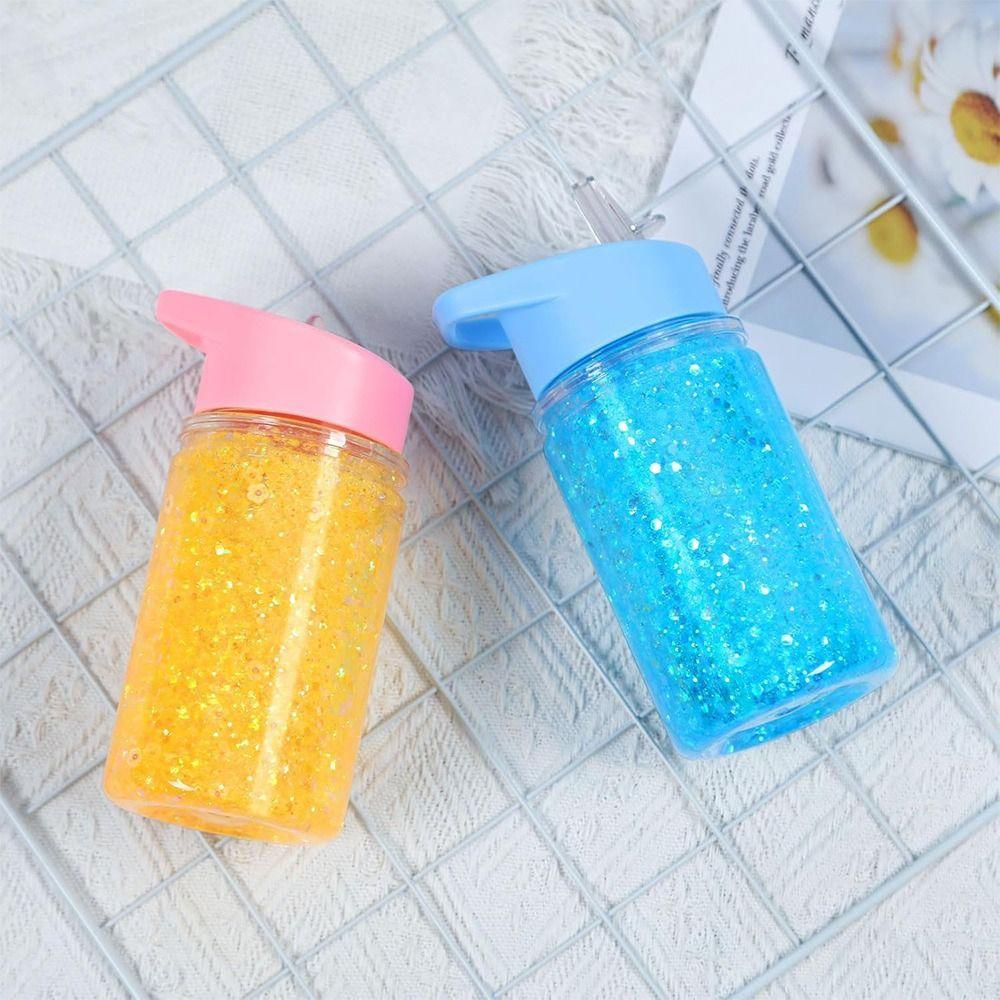 NEW 300ml Capacity Snow Globe Tumbler Reusable Break-Resistant Water Bottles Double Layers Pre-Drilled Mason Jar Cups Children