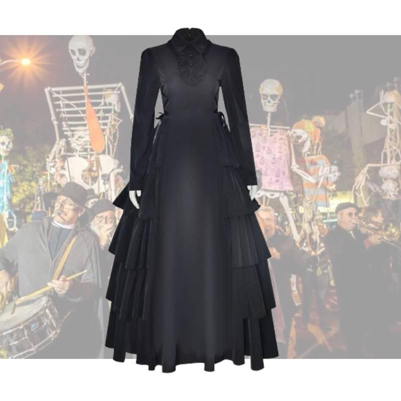 Victorian Medieval Halloween Renaissance Princess Dress Cosplay Costume Black