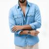 2026 Spring and Autumn Casual Solid Color Simple Shirt Men's Fashion Long Sleeve Jacket