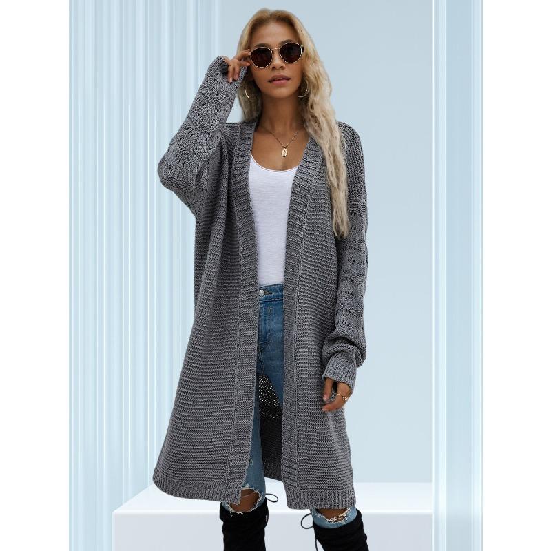 autumn winter long sweater cardigan casual oversized solid color women's knitted cardigan medium coats for women V-neck sweaters