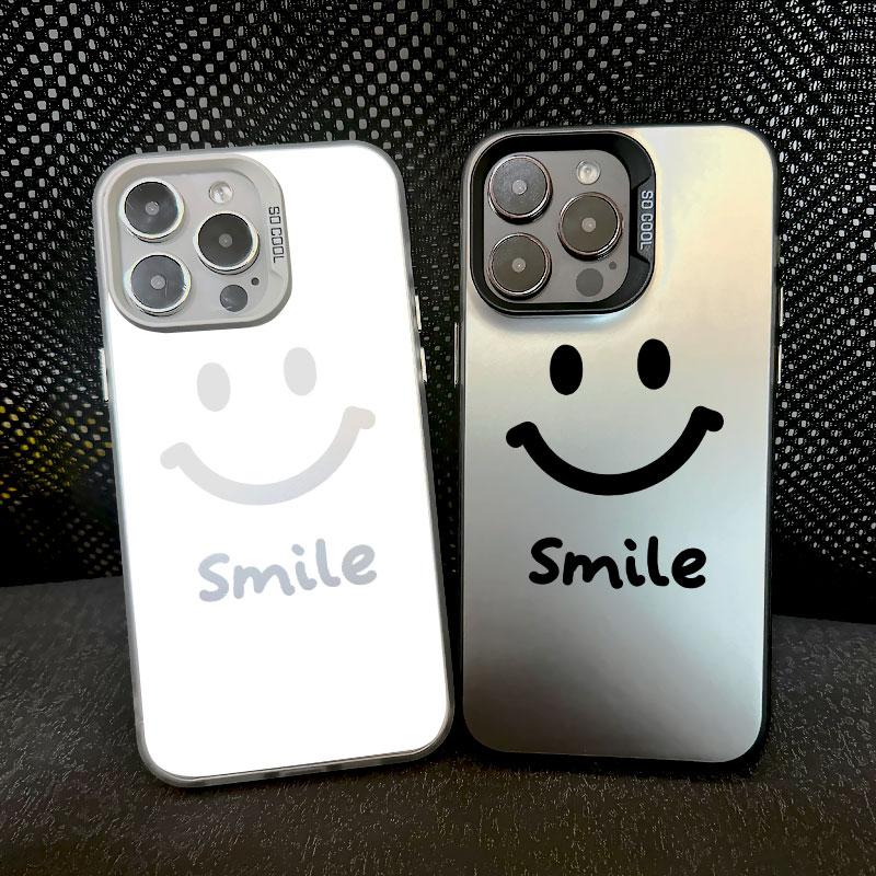 Cute Cartoon Smile Face Phone Case for IPhone 11 12 13 Mini Pro Max 14 15 Pro Max Plus Shockproof Matte Laser Back Cover Fundas