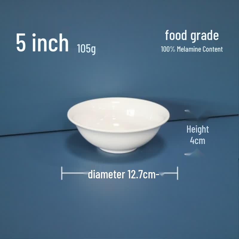Dongmuchao A5 Melamine White Commercial Rice & Soup Bowls (Pack of 10)